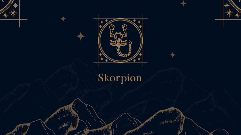 Skorpion symbolisch vor schwarzer Kulisse