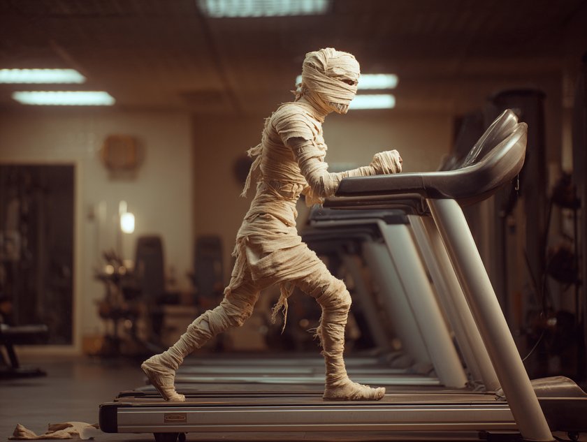 Eine Mumie auf dem Laufband Eine Mumie auf dem Laufband