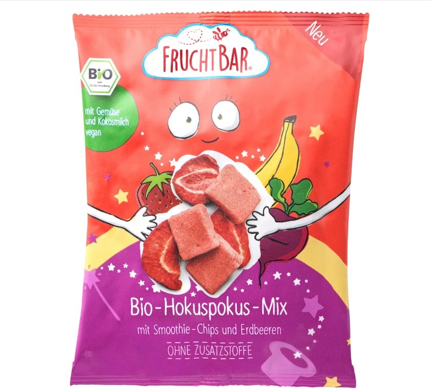 In diesem Mix von dm sind Erdbeeren und Smoothie-Chips enthalten. In diesem Mix von dm sind Erdbeeren und Smoothie-Chips enthalten.