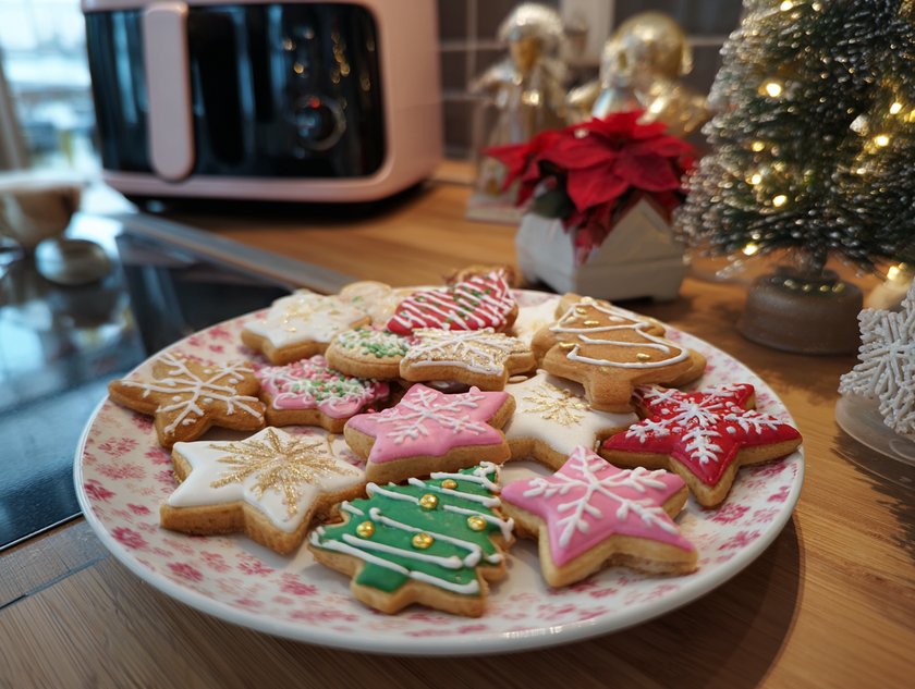 Weihnachtsplätzchen aus dem Airfryer: Verzierte Plätzchen vor dem Airfryer Weihnachtsplätzchen aus dem Airfryer: Verzierte Plätzchen vor dem Airfryer