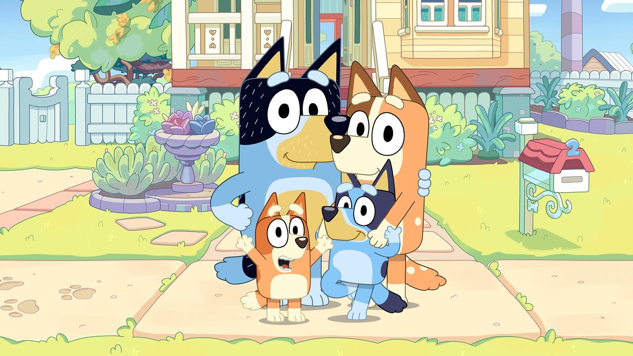 Bluey: Titelfoto der Kinderserie mit Blueys Familie