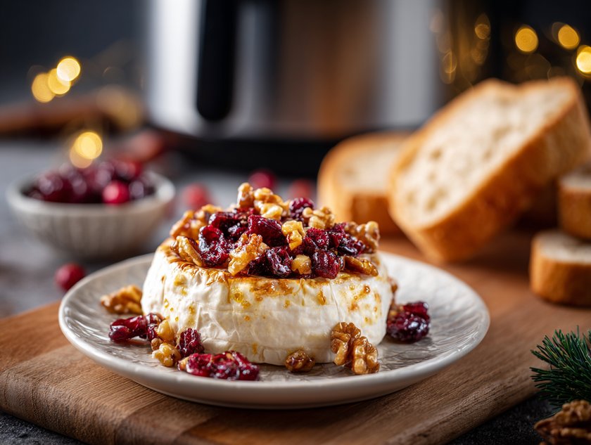 Weihnachtliche Gerichte vegetarisch Airfryer: Camembert in weihnachtlicher Küche