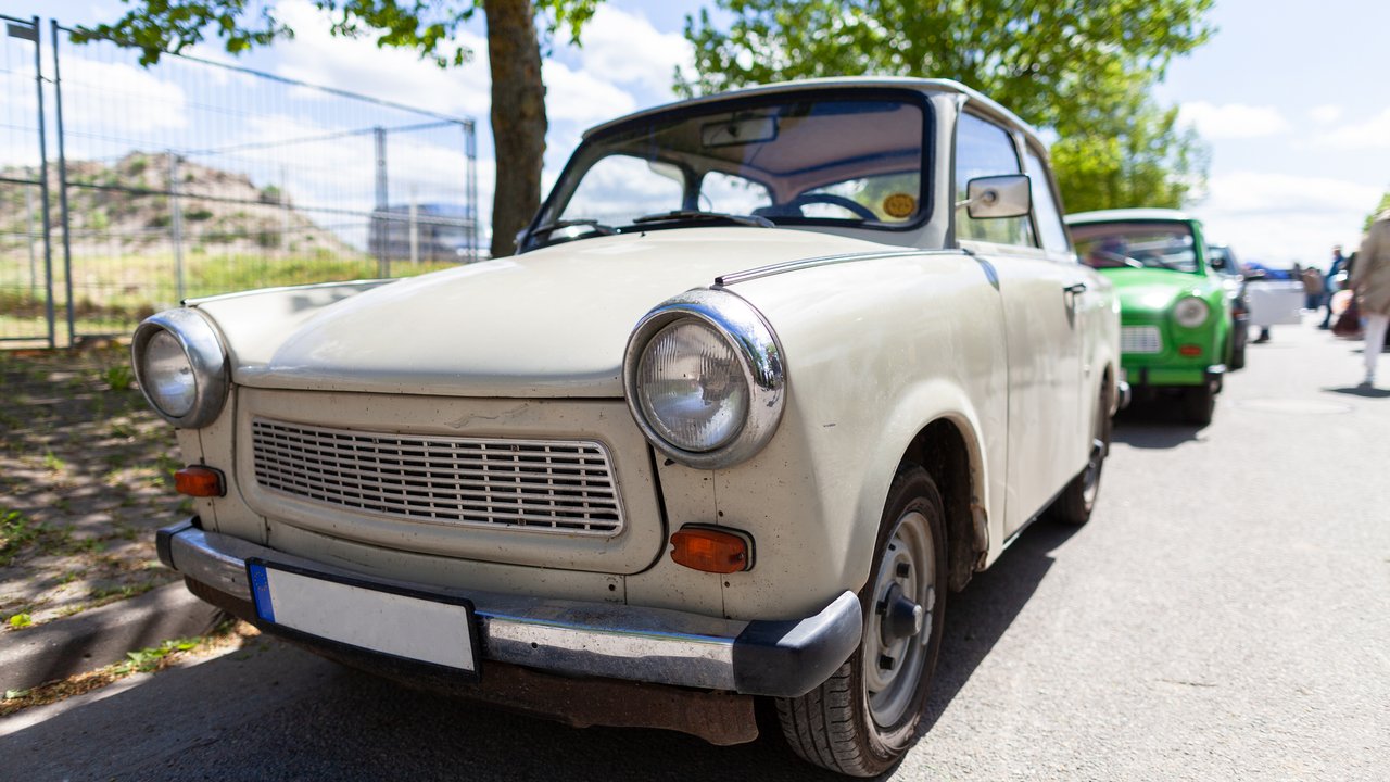 German trabant car stands on a street