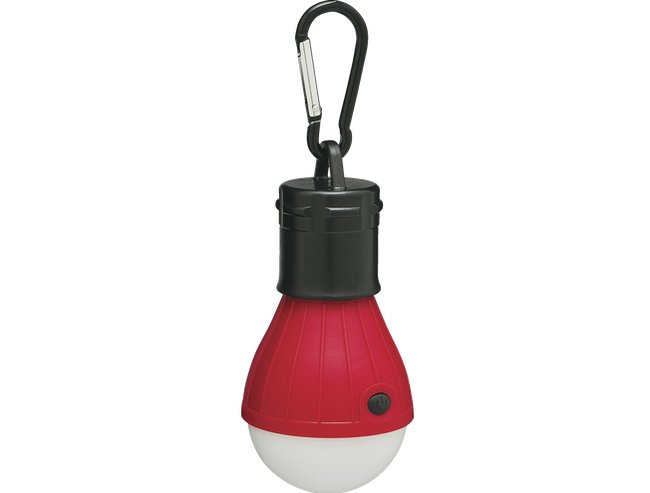Camping-Glühbirne rot mit Karabiner