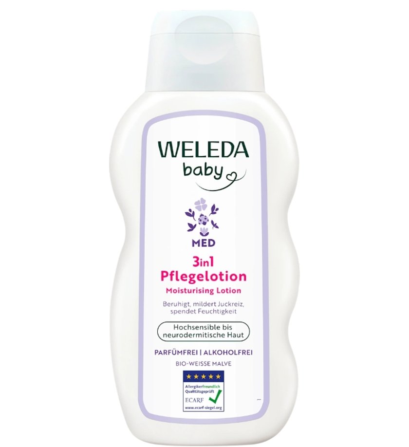 Babys Haut wird mit dieser Pflegelotion sanft verwöhnt. Babys Haut wird mit dieser Pflegelotion sanft verwöhnt.