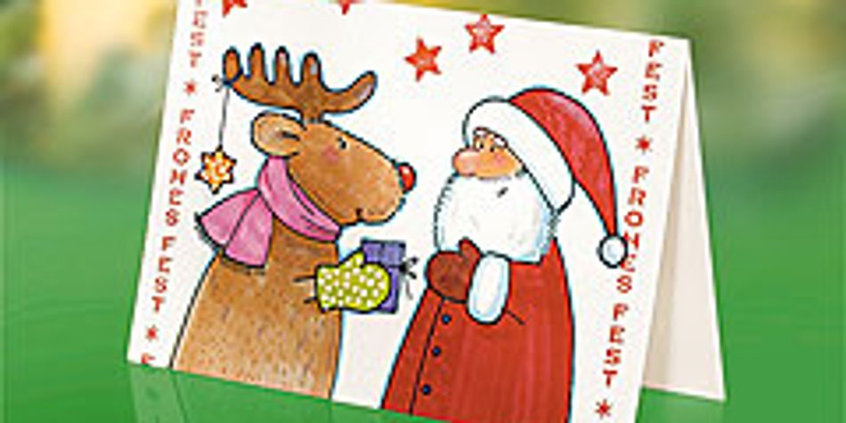 Weihnachtskarte "Rentier und Weihnachtsmann" Weihnachtskarte "Rentier und Weihnachtsmann"