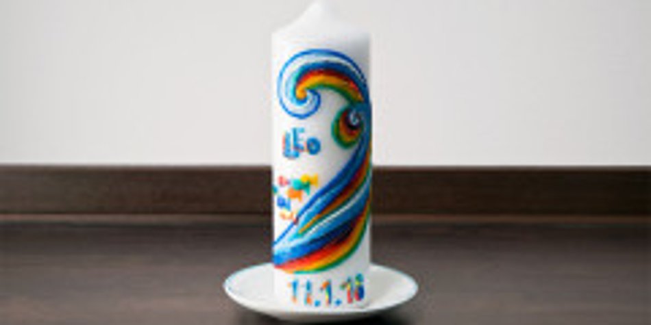 Taufkerze mit Regenbogen basteln Taufkerze mit Regenbogen basteln