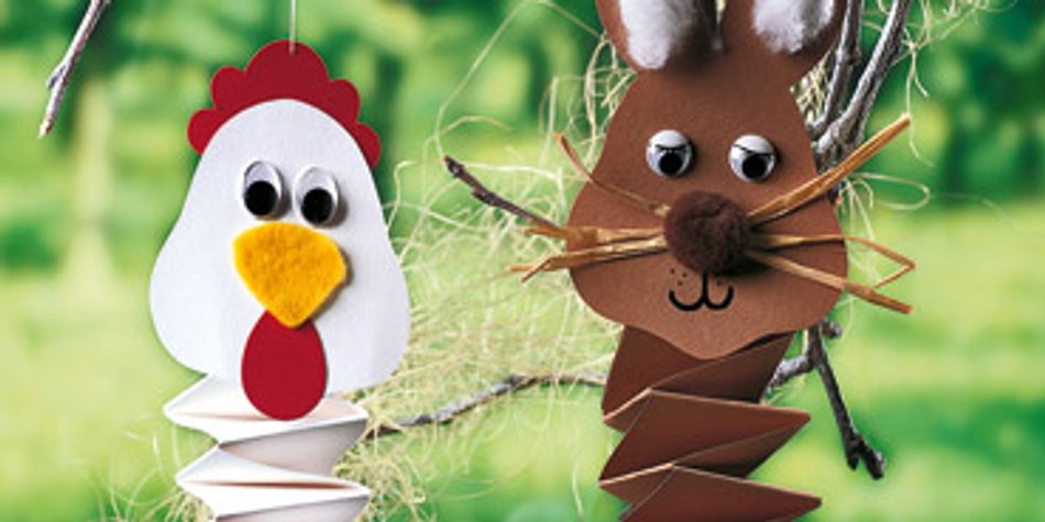 Ziehharmonika-Tiere basteln: Hase und Hahn ganz einfach falten Ziehharmonika-Tiere basteln: Hase und Hahn ganz einfach falten