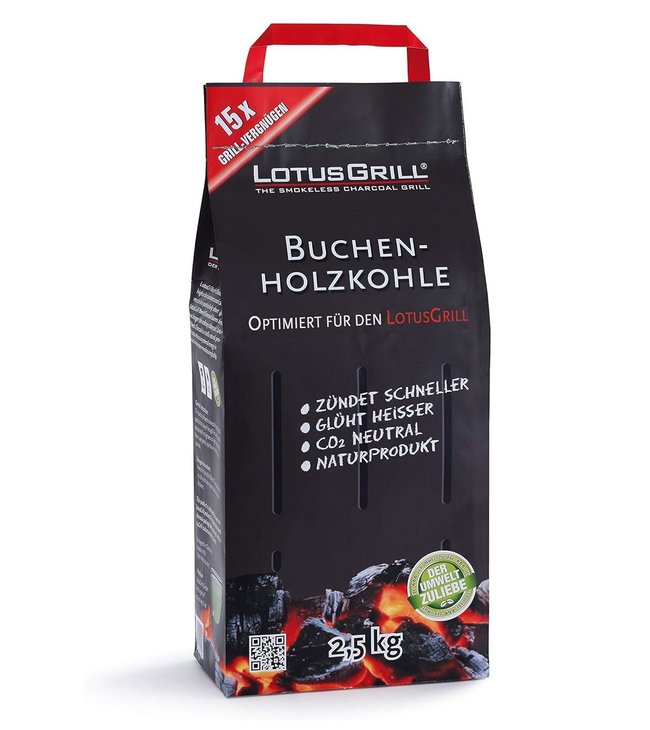 Grillkohle-Test - LotusGrill Buchen-Grill-Holzkohle