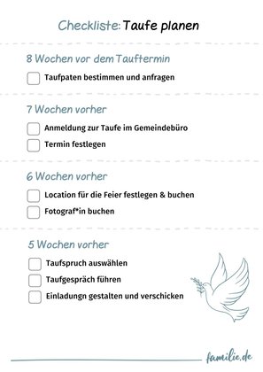 Taufe planen mit Checkliste Taufe planen mit Checkliste