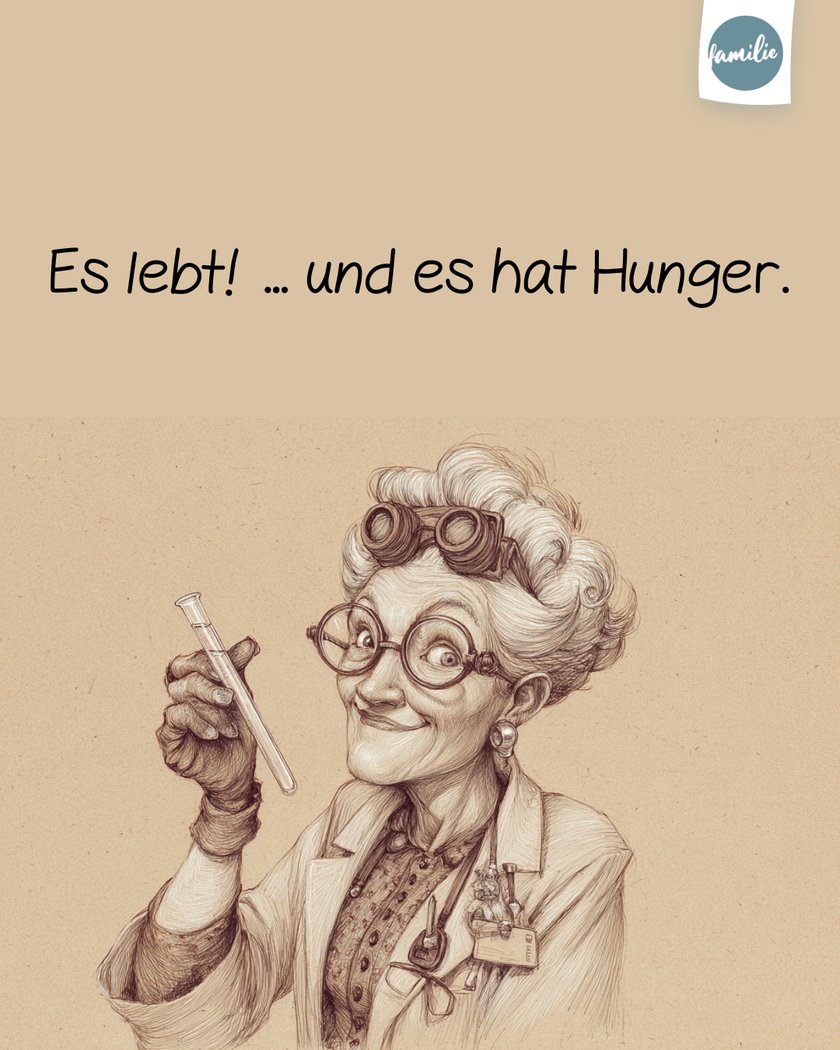 Verrückte Professorin mit Reagenzglas Verrückte Professorin mit Reagenzglas