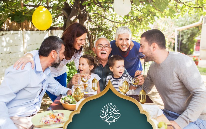 Familie Eid Mubarak Zuckerfest