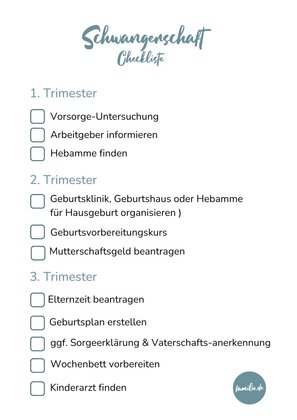 Checkliste Schwangerschaft - Seite 1 Checkliste Schwangerschaft - Seite 1