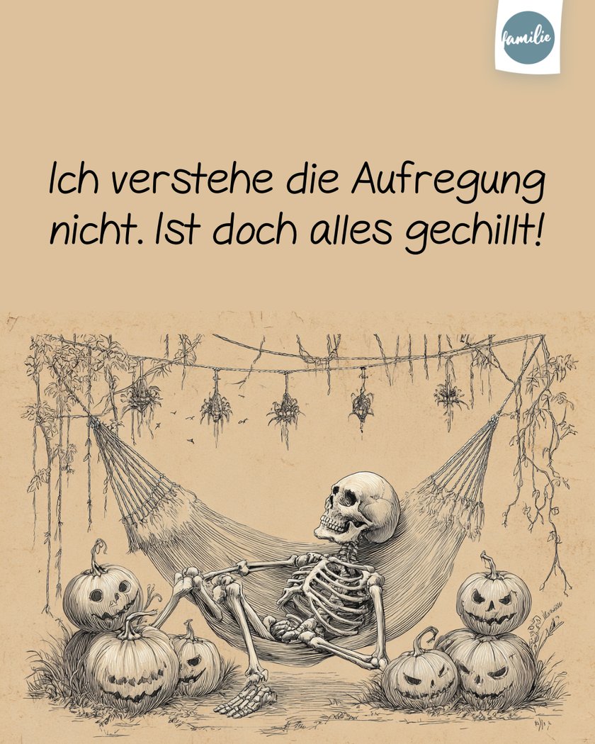 Skelett liegt in der Hängematte und chillt Skelett liegt in der Hängematte und chillt