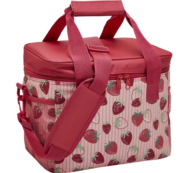 rote Kühltasche mit Erdbeeren und Tragegurt rote Kühltasche mit Erdbeeren und Tragegurt