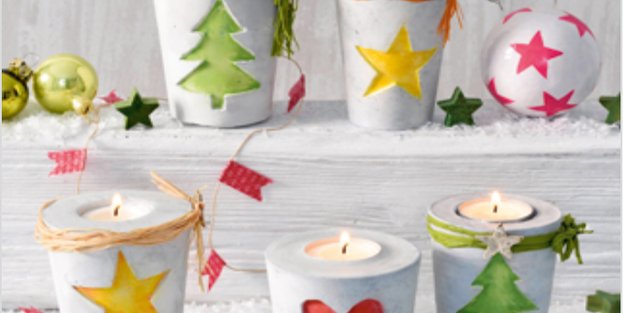 Bastelidee mit Kindern: Weihnachtliche Kerzenständer aus Beton gießen
