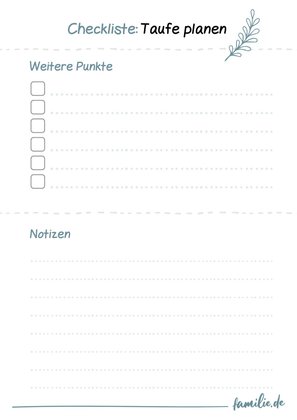 Taufe planen mit Checkliste Taufe planen mit Checkliste