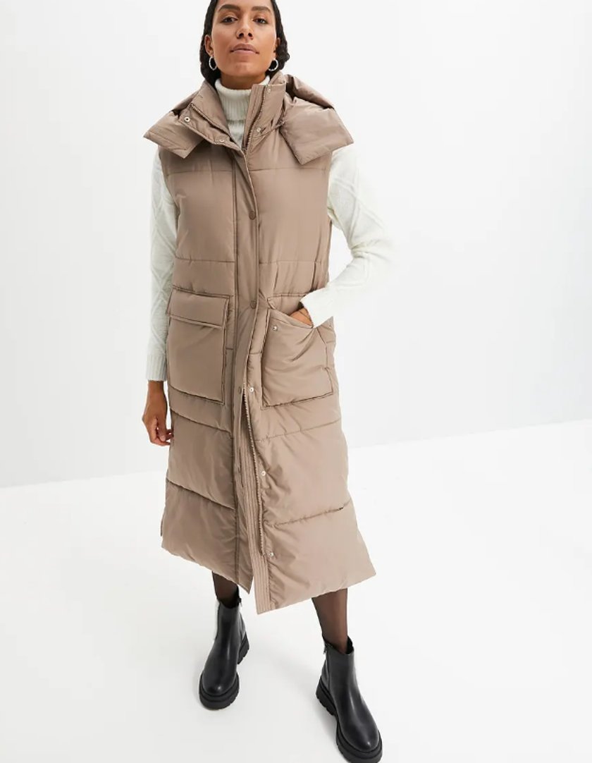 Wattierte Steppweste mit abnehmbarer Kapuze