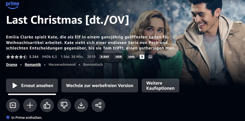 Amazon Prime Weihnachtsfilme: Last Christmas 