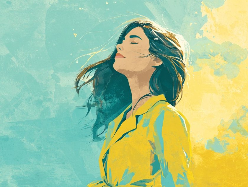 Nein sagen: Illustration von erleichterter Frau