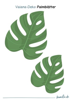So sehen die kleinen Palmblätter der Vaiana-Deko-Druckvorlage zum Ausdrucken aus