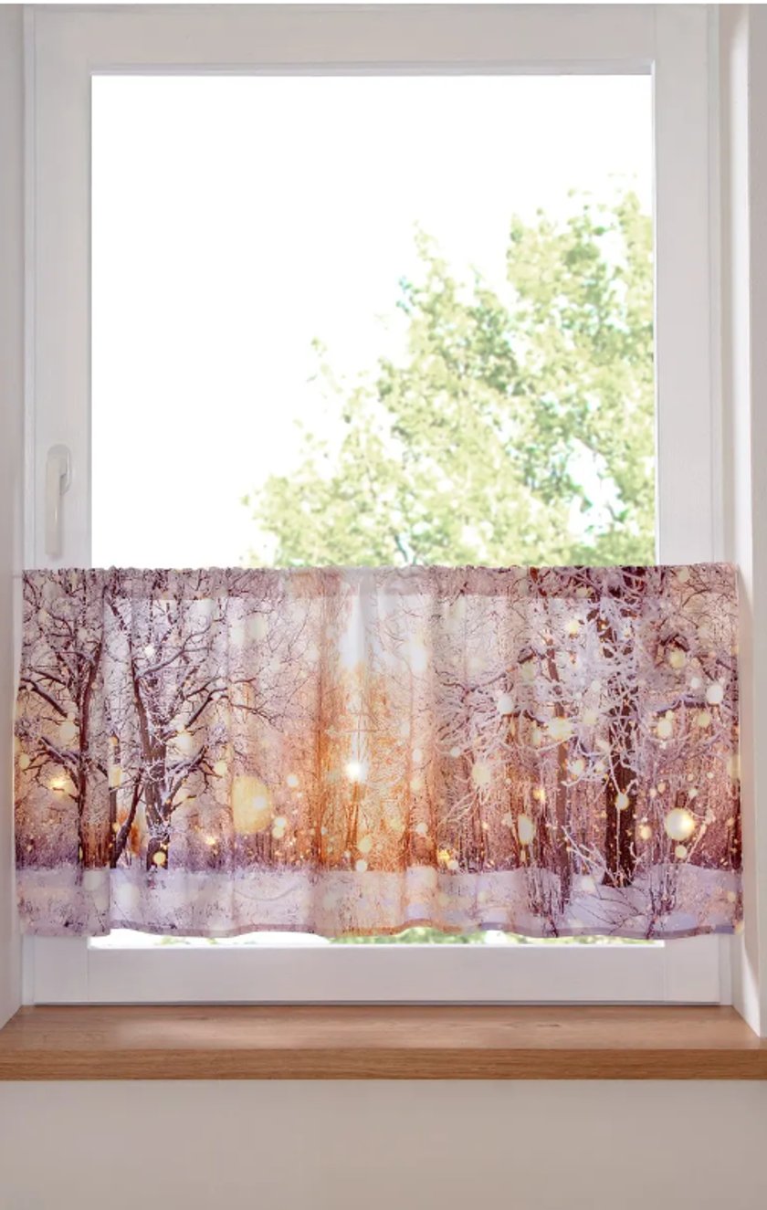 LED-Scheibengardine mit Winter Motiv LED-Scheibengardine mit Winter Motiv