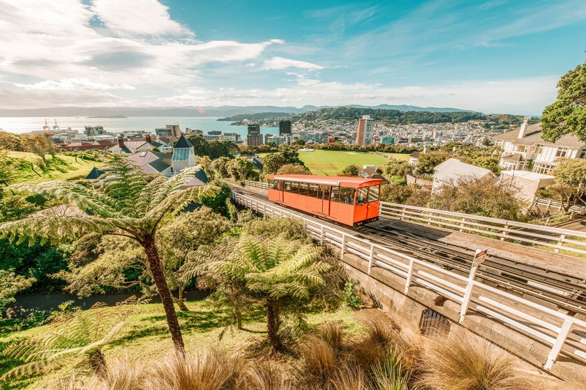 Blick auf die Seilbahn in Wellington Neuseeland