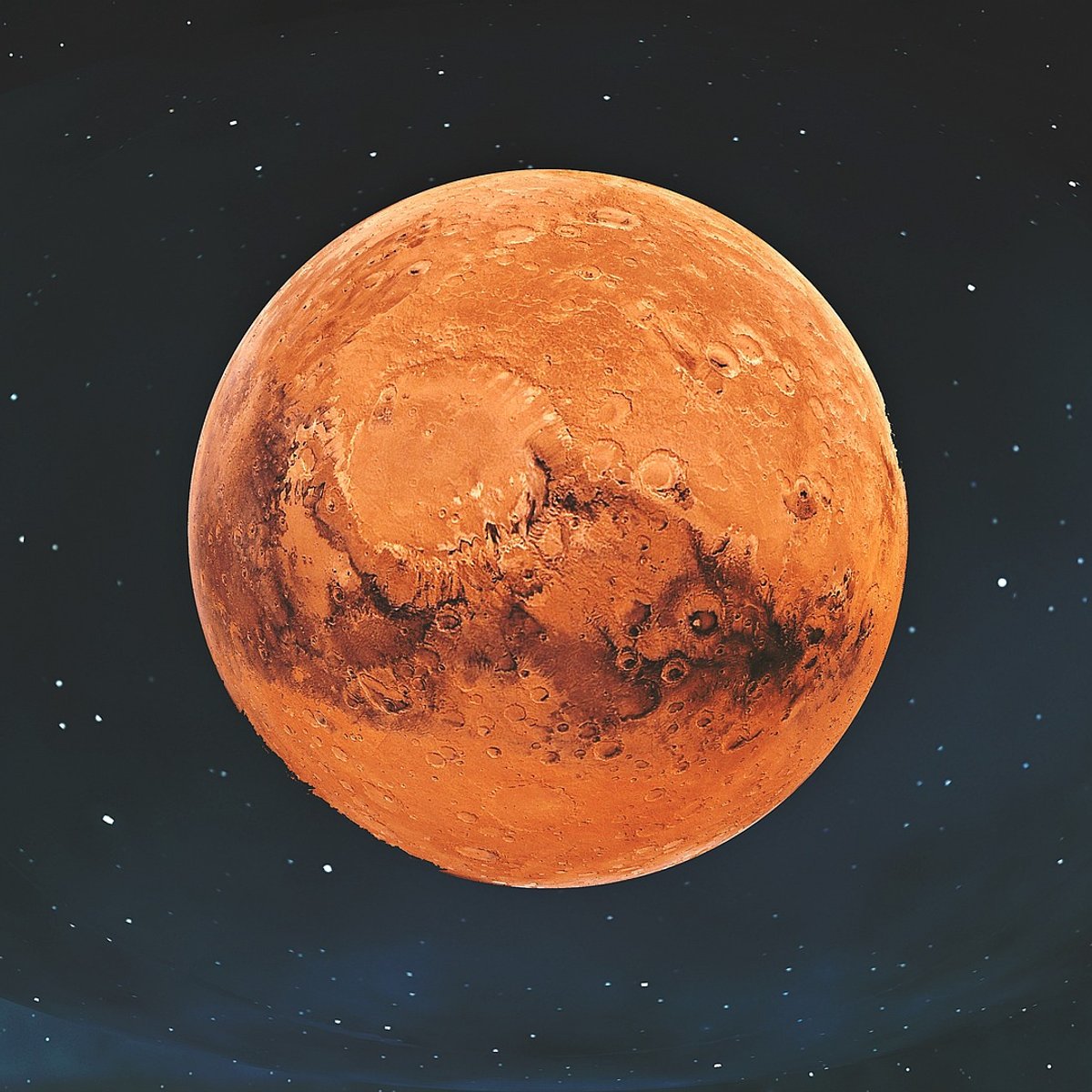 Monde und Temperatur des Planeten Mars