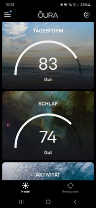 Test Oura Ring 4: Ohne monatliches Abo seht ihr nur diese Werte - ohne weitere Daten & Informationen.