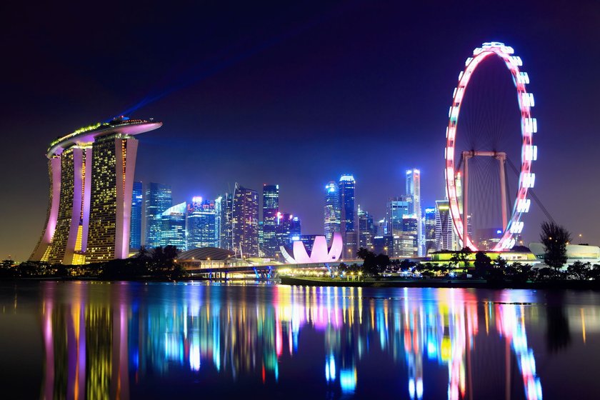 Nächtliche Singapur Skyline