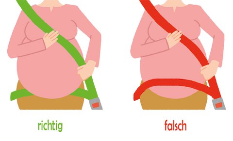 Eine schwangere Frau, die einen Sicherheitsgurt trägt, fährt ein Auto.  Sicherheit und Verkehrstüchtigkeit während der Schwangerschaft. Reisen und  Fahrten im Auto während der Schwangerschaft. Risiko von Stockfotografie -  Alamy