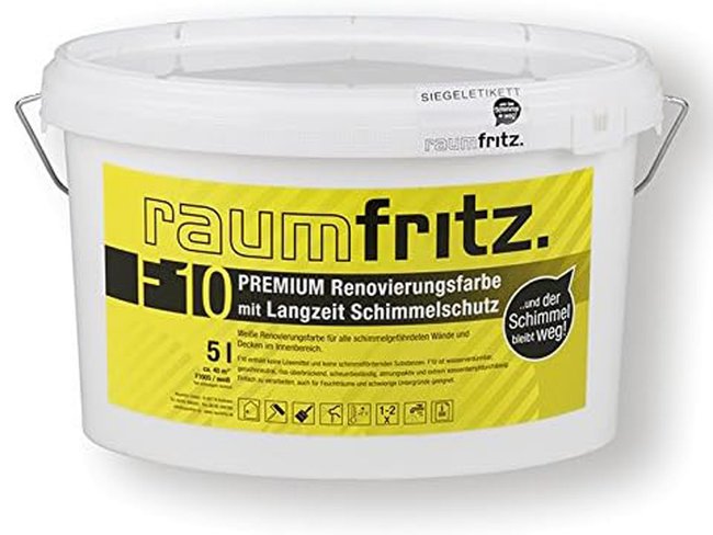 Schimmel-Schutz-Farbe Testsieger – Raumfritz F10 Premium Schimmelschutzfarbe (5 Liter)