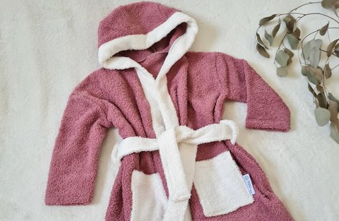 Kinder Bademantel Pink mit Kapuze Kuschelweich Süsser Baby 