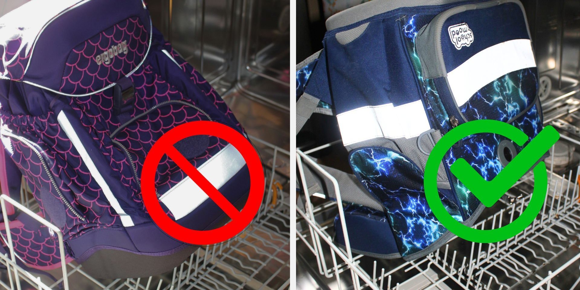 Schulranzen reinigen in der Spülmaschine: Nur diese Ranzen dürfen in die Maschine