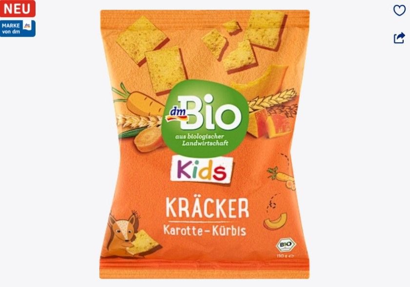 Die Kräcker Karotte-Kürbis von dm sind praktisch für unterwegs.