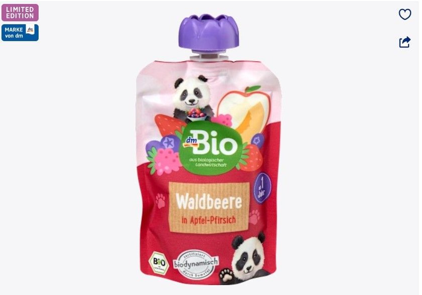 Der Quetschbeutel Waldbeere eignet sich für kleine Snacks.