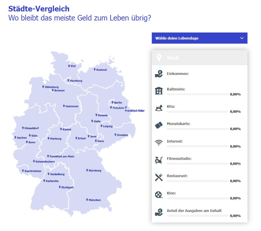 Interaktive Karte Wo das meiste Geld zum Leben übrig bleibt