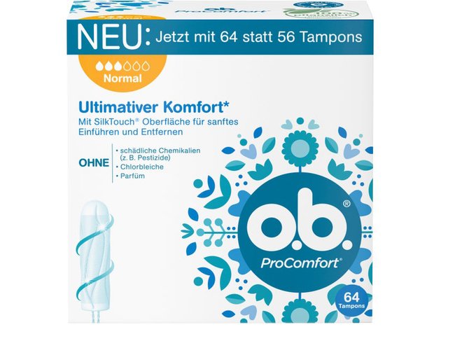 Menstruationstasse Test Tampons o.b.