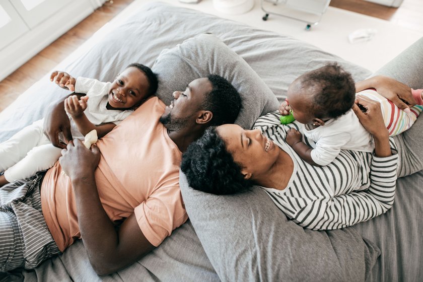 Happy family with  two kids