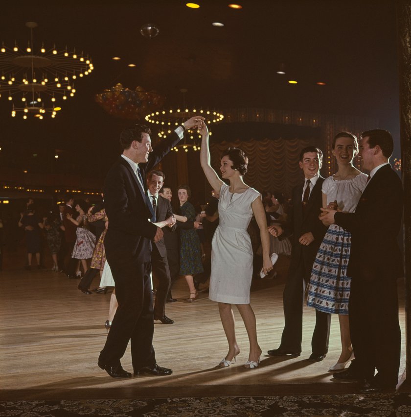 Young men and women dancing on the wooden dance floor of a dancehall in England on 29th April 1961. (Photo by Popperfoto via Getty Images)