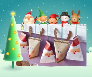 Adventskalender-Päckchen: Süße Bastelanleitung für Weihnachtsmann & Elch