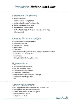 Packliste Mutter-Kind-Kur