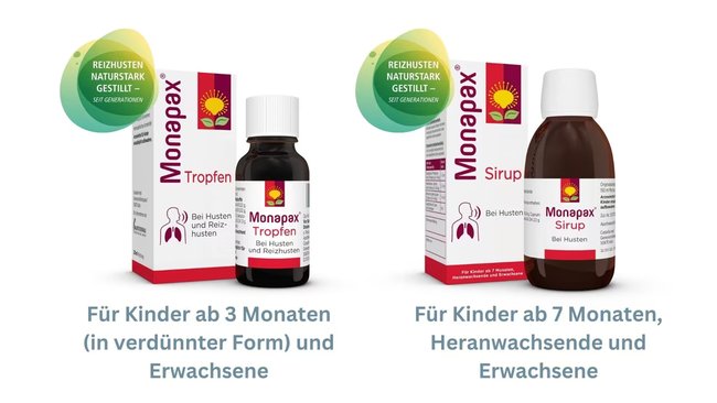 Monapax® Tropfen und Sirup.