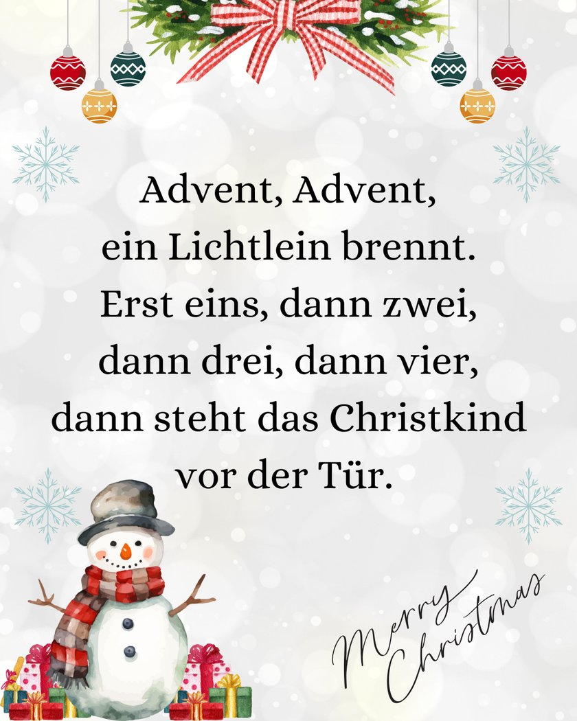 Weihnachtsgedichte für Kinder: Advent, Advent