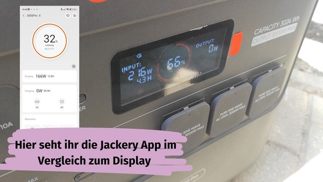 Jackery 3000 Pro App versus Display