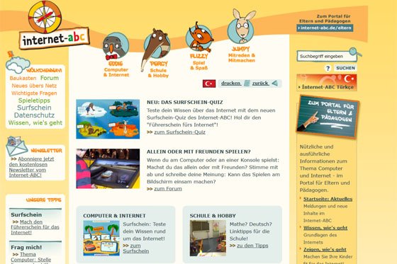Internetseiten für Kinder: Internet ABC