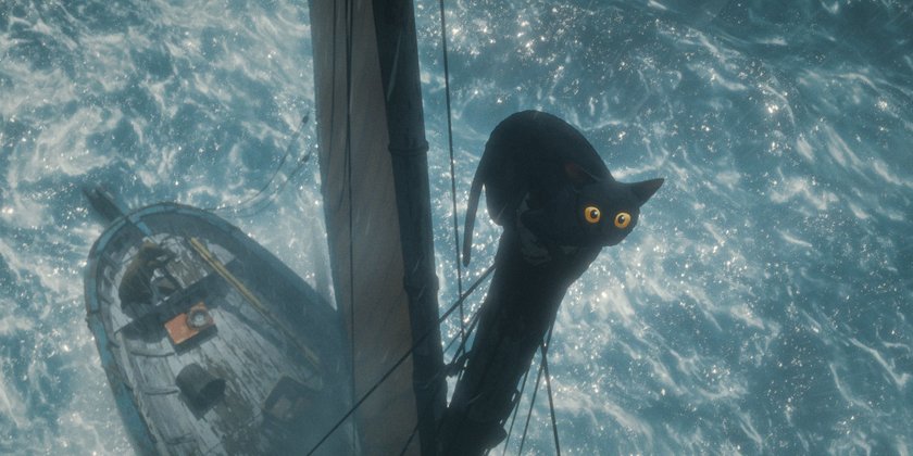 Flow: Der Katze sind viele Situationen nicht geheuer - zu Recht. Die Spitze des Segelmasts ist da ihr sicherer Rückzugsort.