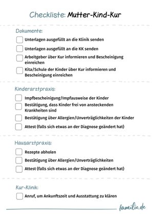 Checkliste Mutter-Kind-Kur