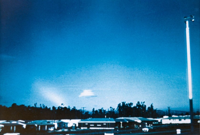 UFOs, Sanborn, Arizona, 1957. At Phoenix, Arizona, Agnes Sanborn photographs a whirling UFO which is causing the water vapour in the atmosphere to condense into a cloud formation. Date: 24th March 1957 PUBLICATIONxINxGERxSUIxAUTxONLY Copyright: CopyrightxcGeminix2023.xCredit:xGemini 13837786