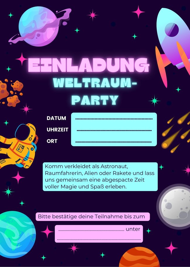 Download Einladung Weltraum-Geburtstag